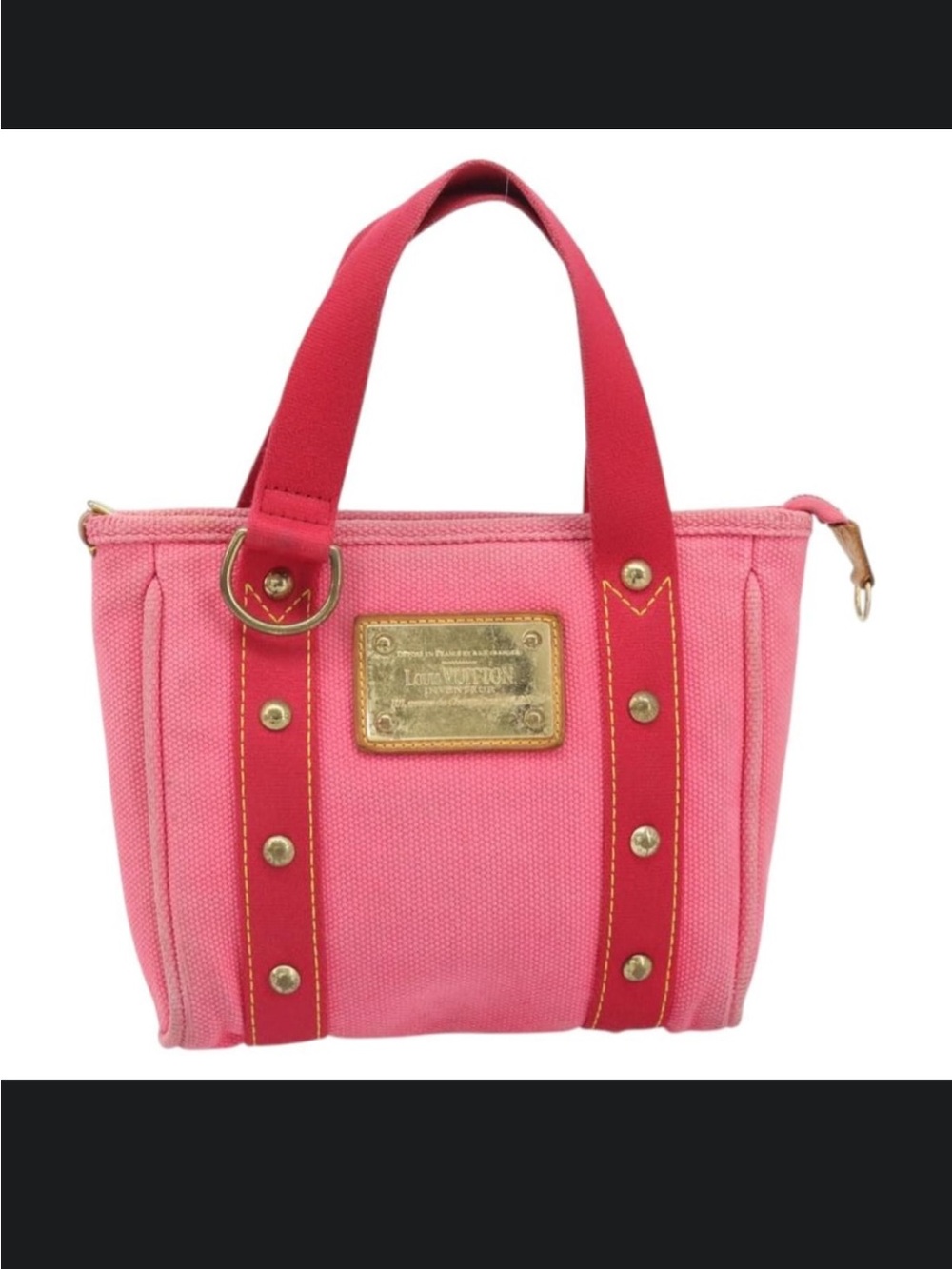 Louis Vuitton Antigua Cabas PM Rose Pink Canvas Tote Bag France Rare